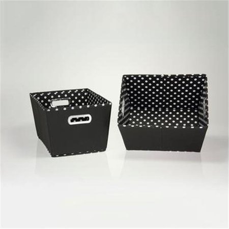 HOUSEHOLD ESSENTIALS Household Essentials 17KDBLK-1 8 in. H Two-Toned Small Tapered Bins with White Mini Dots 17KDBLK-1